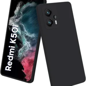TRUEUPGRADE Back Cover for Redmi K50i 5G | Raised Lip Protection Case | Silicone Flexible Back Cover (Black, Slim Fit, Pack of: 1)