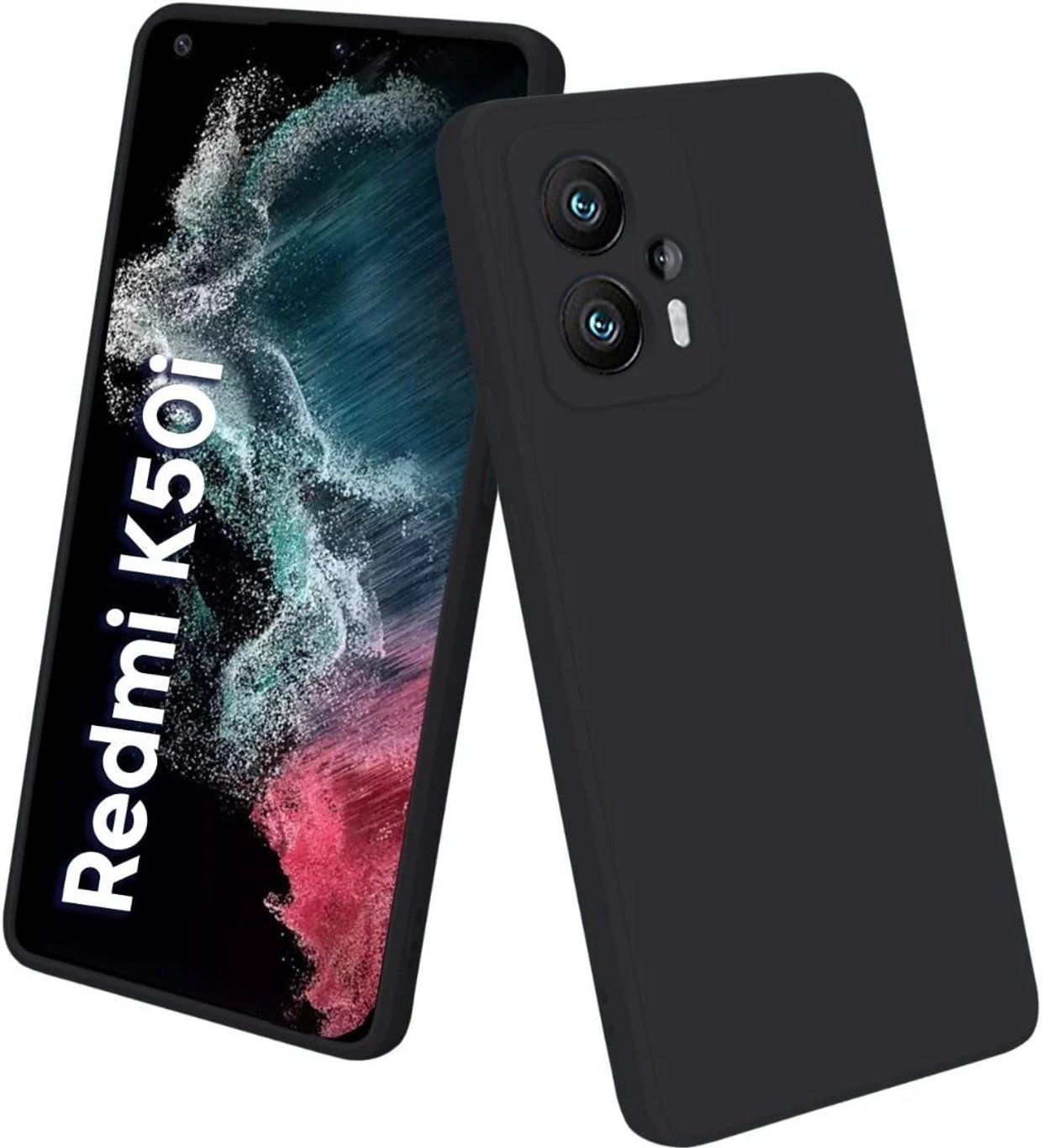 TRUEUPGRADE Back Cover for Redmi K50i 5G | Raised Lip Protection Case | Silicone Flexible Back Cover (Black, Slim Fit, Pack of: 1)