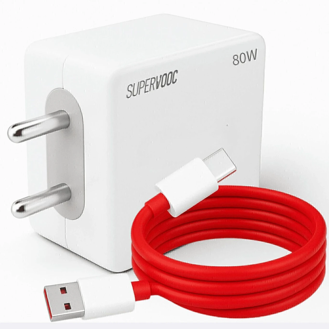 TechBlaze 80W SuperVOOC 7.3A Wall Charger for Mobile with Detachable Cable (White, Fast Charging Adapter, Cable Included)