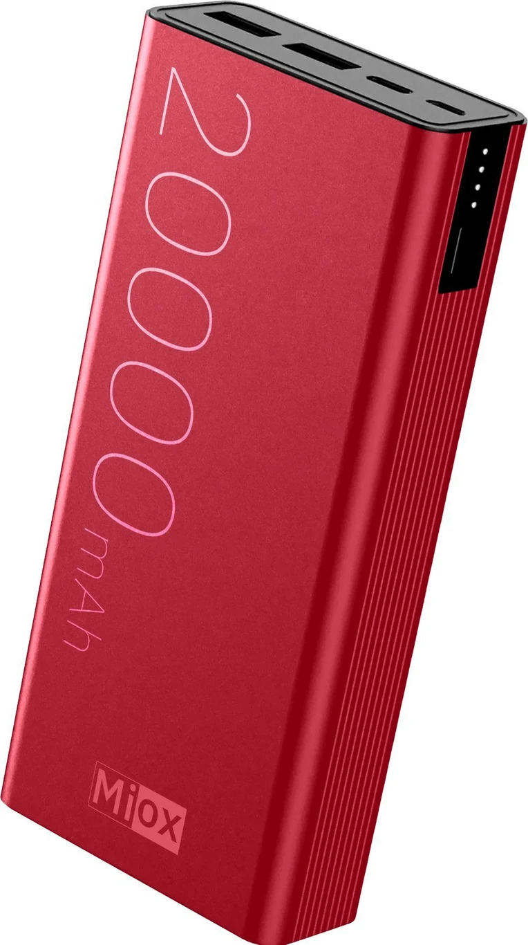MIOX 200000 mAh 30W Compact Pocket Size Power Bank (Red, Lithium Polymer, Power Delivery 3.0, Fast Charging for Mobile)