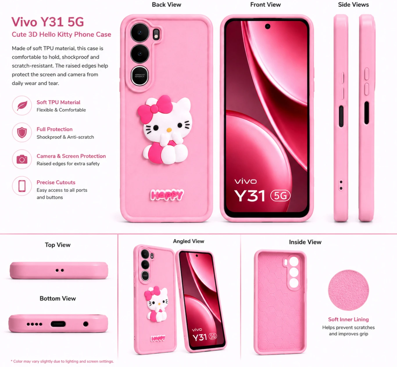 SBMS Back Cover for Vivo Y31 5G 2025 (Pink, Shock Proof, Silicon, Lightweight, Slim Fit, Pack of: 1) - Image 3