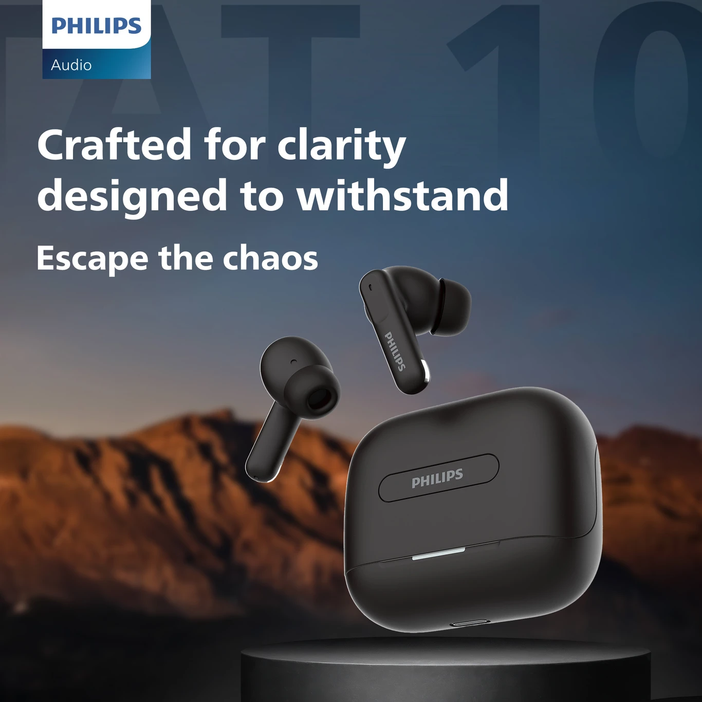 PHILIPS TAT1050BK Earbuds with ANC/ENC, 50H Playtime, 13mm Drivers, IPX5 Proof, BT v5.3 Bluetooth Headset (Deep Black, True Wireless) - Image 3