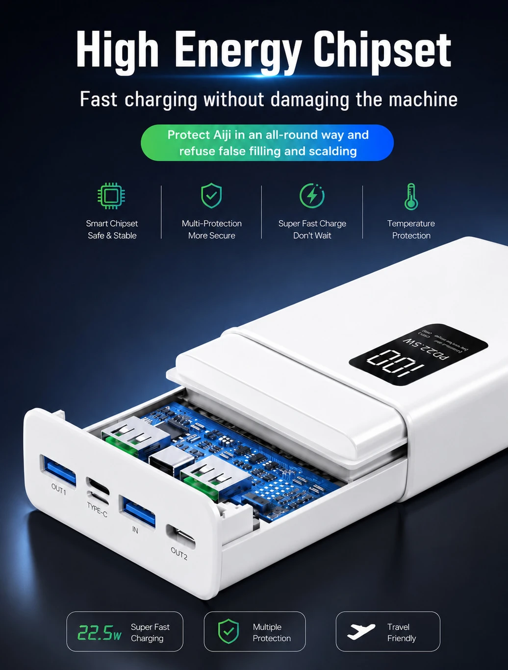 MIFRONICS 20000 mAh 22.5W Pocket Size Power Bank (White, Lithium Polymer, Quick Charge 4.0, Power Delivery 3.0, Fast Charging) - Image 3