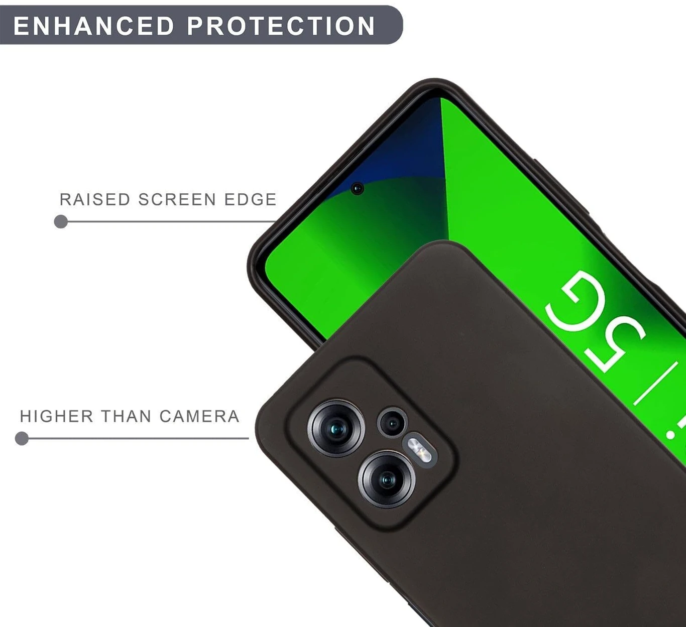 TRUEUPGRADE Back Cover for Redmi K50i 5G | Raised Lip Protection Case | Silicone Flexible Back Cover (Black, Slim Fit, Pack of: 1) - Image 4