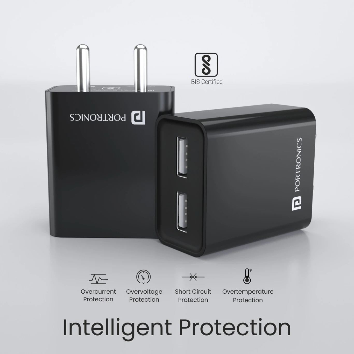 Portronics 12W 2.4A Wall Charger for Mobile with Detachable Cable (Black, Fast Charging Adapter, Cable Included) - Image 4