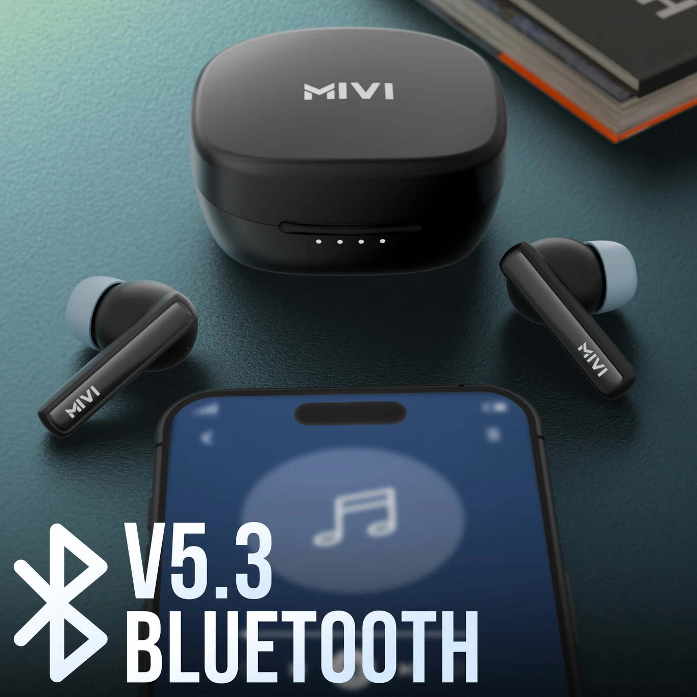 Mivi DuoPods B1 True Wireless Earbuds | 45H Playtime | AI ENC | Bluetooth 5.3 | Deep Bass - Image 4