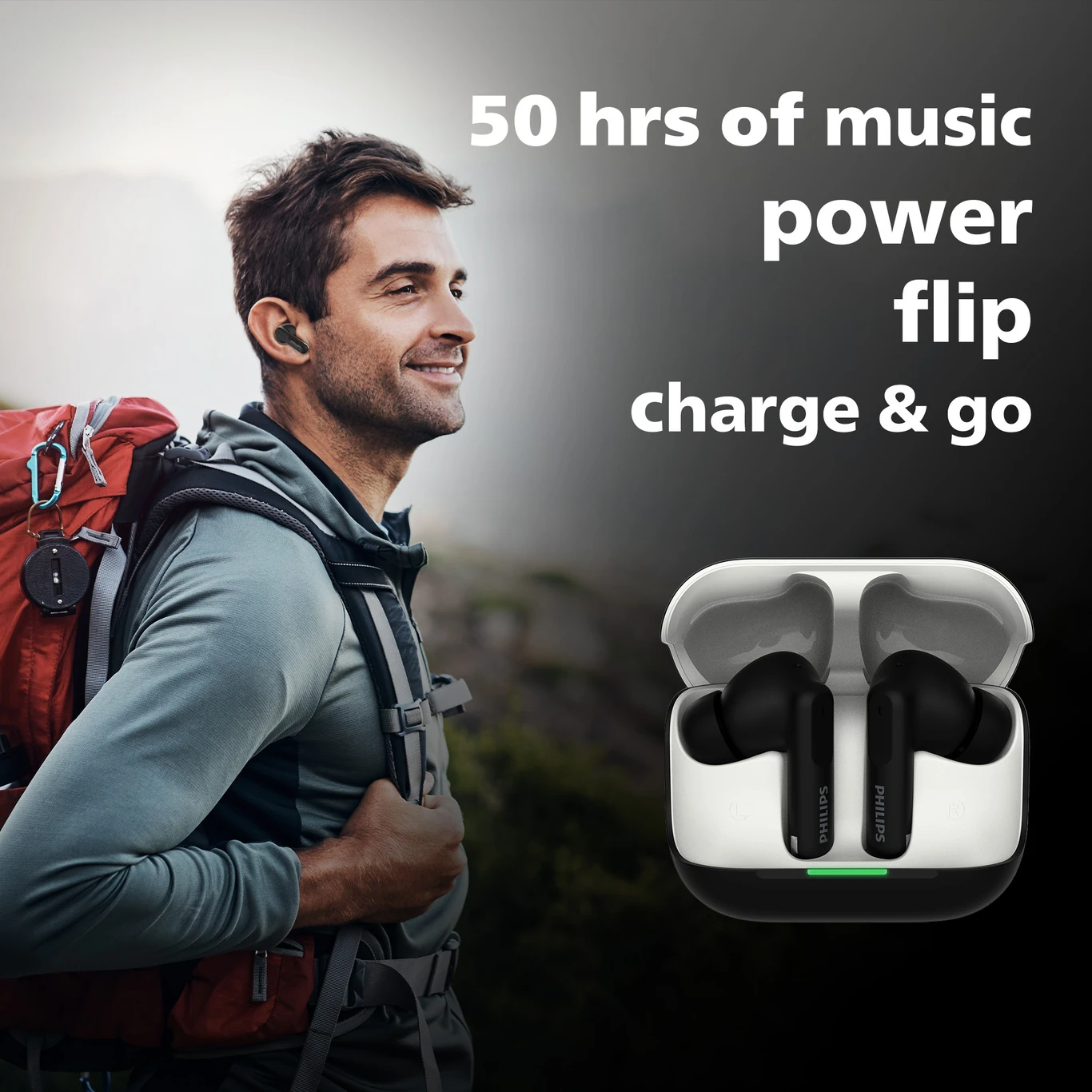 PHILIPS TAT1050BK Earbuds with ANC/ENC, 50H Playtime, 13mm Drivers, IPX5 Proof, BT v5.3 Bluetooth Headset (Deep Black, True Wireless) - Image 6