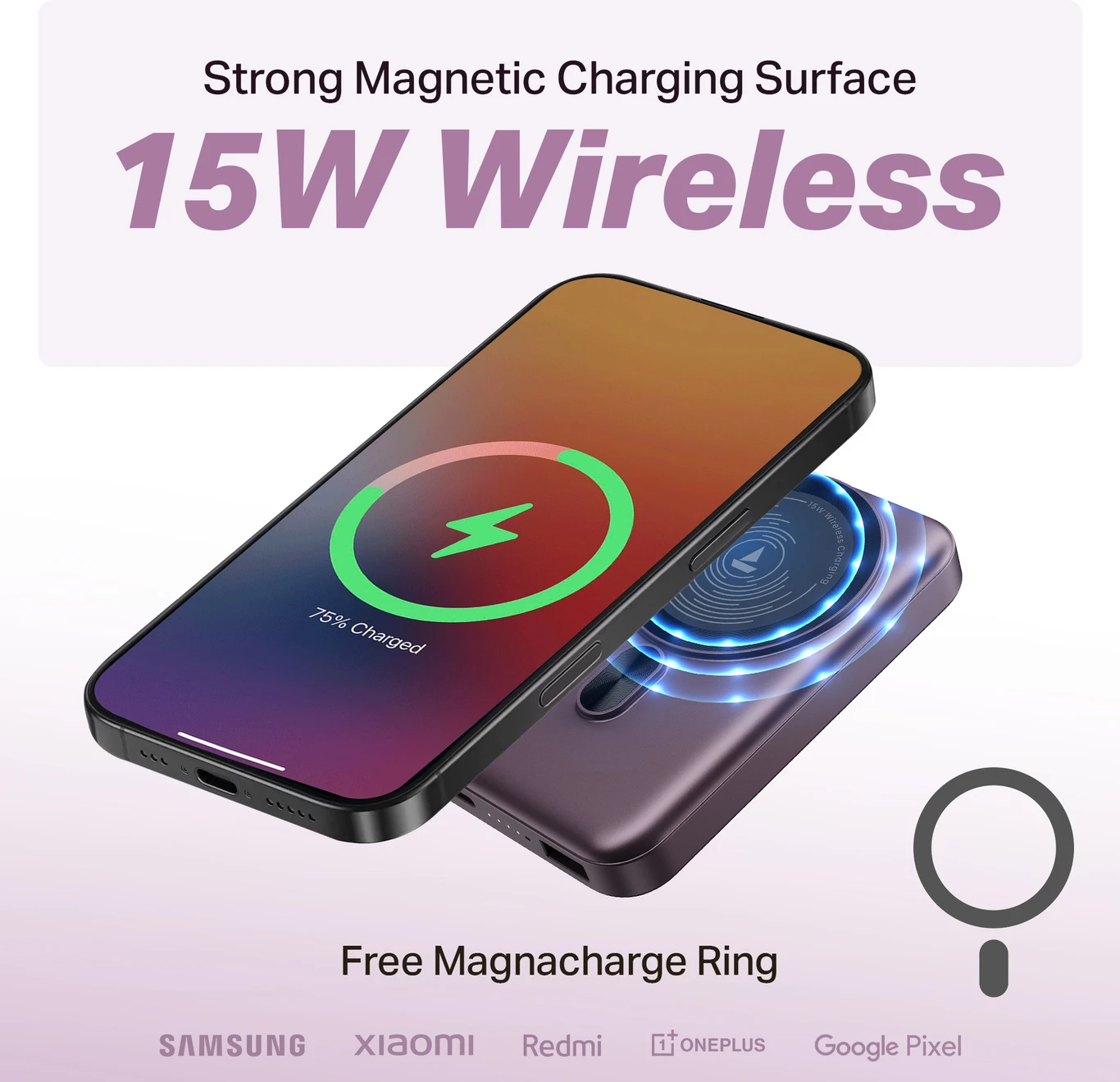 boAt 10000 mAh 22.5 W Wireless With MagSafe Compact Pocket Size Power Bank (Purple, Lithium Polymer, Fast Charging, Quick Charge 3.0, Power Delivery 3.0) - Image 6