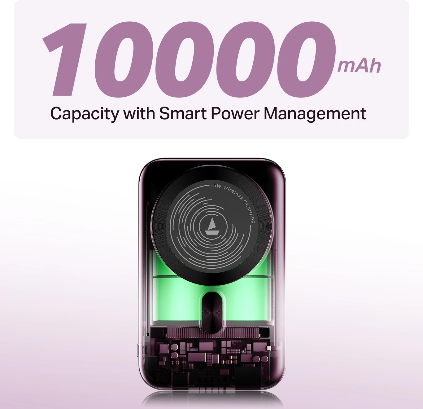 boAt 10000 mAh 22.5 W Wireless With MagSafe Compact Pocket Size Power Bank (Purple, Lithium Polymer, Fast Charging, Quick Charge 3.0, Power Delivery 3.0) - Image 7